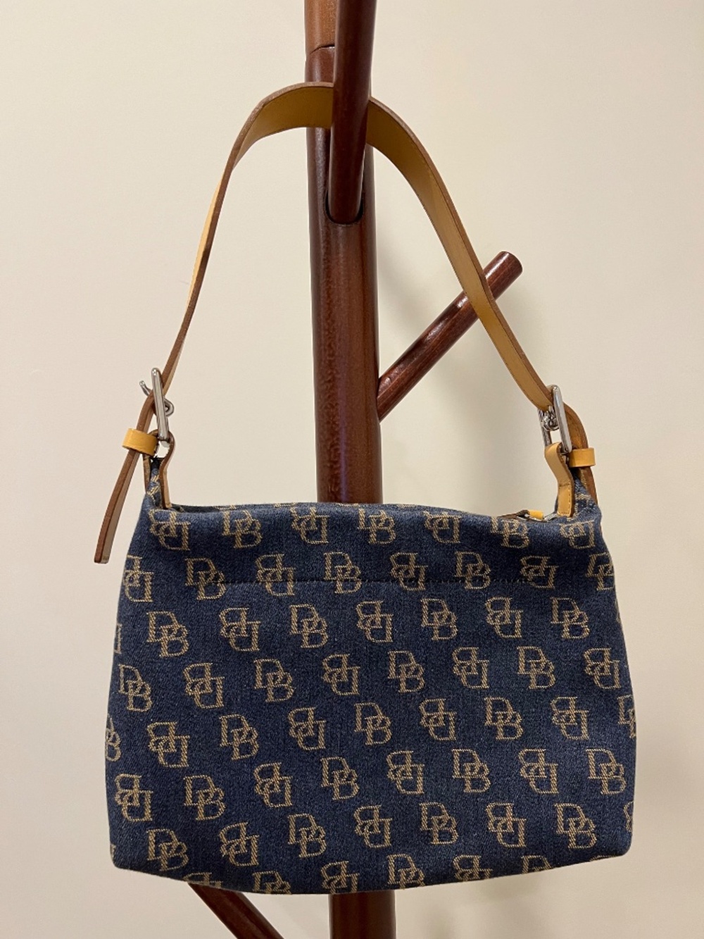 Vintage Dooney & Bourke Denim Monogram Pochette Shoulder Bag - Picture 2 of 4